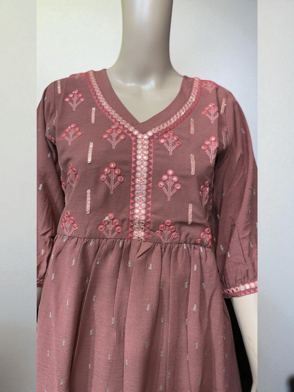 Top25 - Maroon Embroidered Kurti