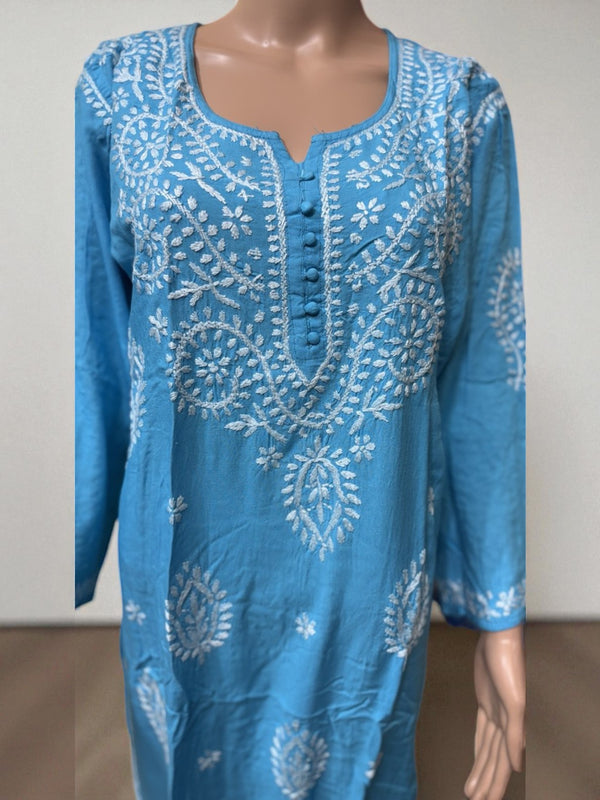 Top27 - Blue Embroidered Kurti