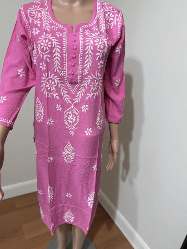 Top28 - Pink Embroidered Kurti