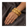 24k 1 Gram Gold Plated Hand Crafted 2pc Openable Kada Bracelet Set GK17 - Zenia Creations
