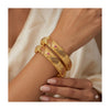 24k 1 Gram Gold Plated Hand Crafted 2pc Openable Kada Bracelet Set GK24 - Zenia Creations