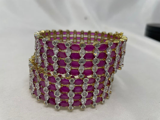 WAD26 - Regal Ruby & Marquise Diamond Broad Kada – Luxury AD Statement Bangle