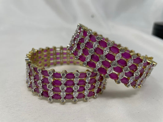 WAD26 - Regal Ruby & Marquise Diamond Broad Kada – Luxury AD Statement Bangle