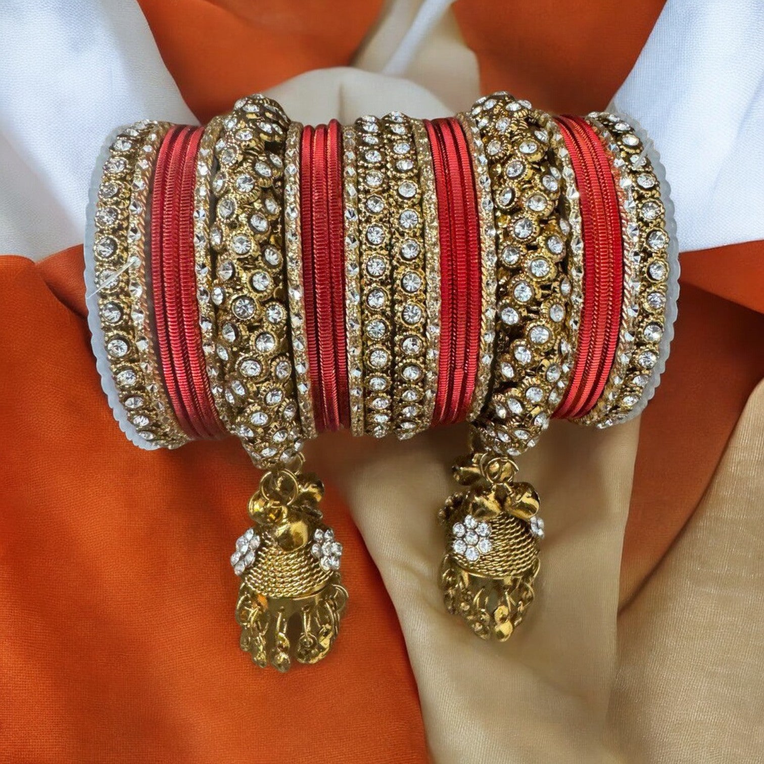 Gold finish Bangle set with Kalire for Wedding, Anniversary Indian Jewelry 1149