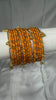 ANML - Mustard Haldi Glass Bangle Set with Gold Stone Work Haldi Ceremony Churi