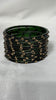 ANML - Dark Green Glass Bangle Set with Gold Ghungroo Latkan Kadas