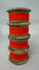 1186- Orange Velvet Bangle Set for Both Hands – Antique Gold Bridal