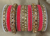 1158G  Size 2-6 Metal Bangle Set With Velvet Bangle stone kada Handcrafted