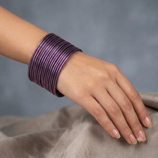 KGF- Lavender Purple Textured Metal Bangle Set (Pack of 24)