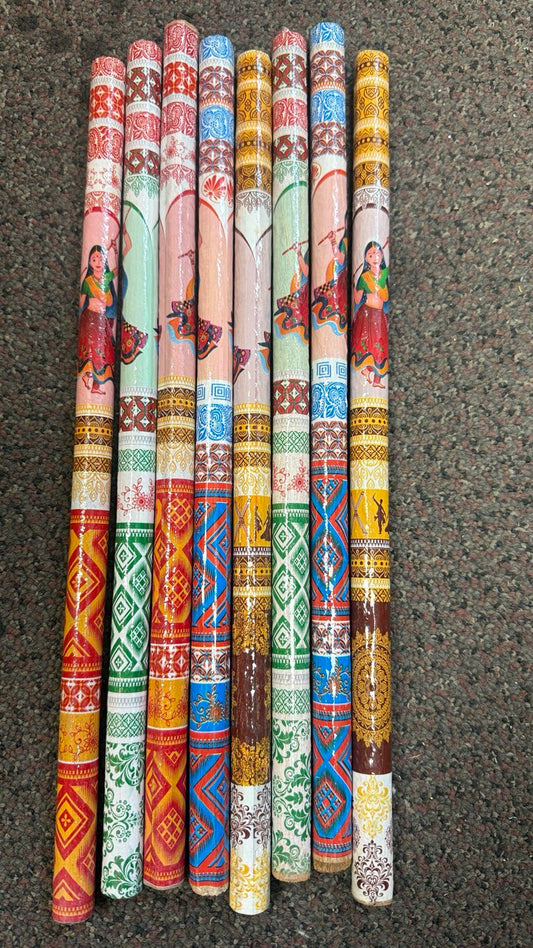 Hand Painted wooden Dandiya Stick Pair Assorted Color Navratri dassera Weddings and special dance garba events