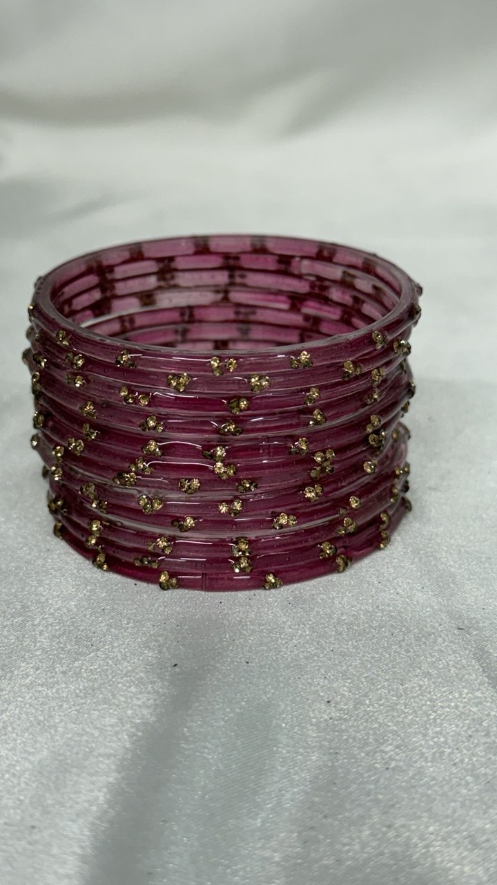 ANML - Pyazi Glass Bangle Set with Gold Ghungroo Latkan Kadas