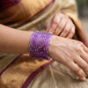 ANML - Purple Glass Bangle Set with Gold Ghungroo Latkan Kadas