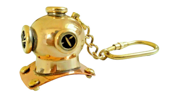 Brass Diver Helmet - Nautical Navy Diving Keychain