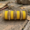 1186- Haldi Yellow Velvet Bangle Set for Both Hands – Antique Gold Bridal