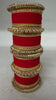 1186- Red Velvet Bangle Set for Both Hands – Antique Gold Pearl Beaded Bridal