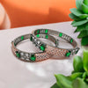 AD Victorian Polish Bangles with American Diamond and Hydro Green Stones ADB17