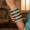8056G - Gold-Tone PCK Peacock Studded Bridal Bangle Set