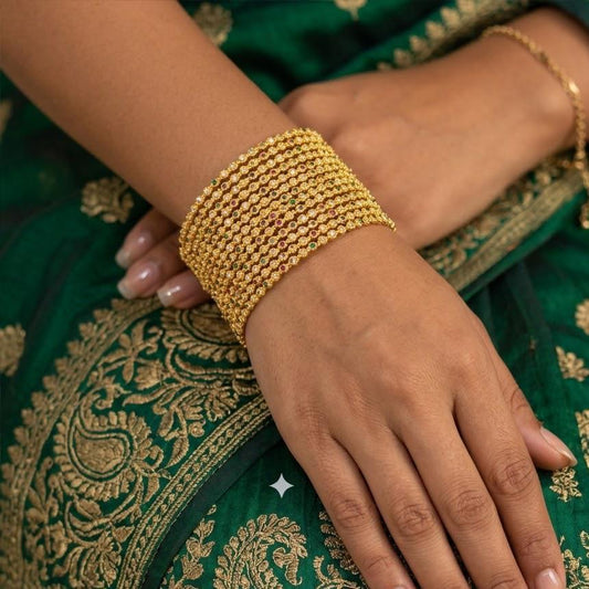 WAD24 - Elegant Gold-Plated Dainty Multicolor Bangle Set - Zenia Creations