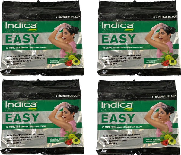 Indica Easy 10 Minute Shampoo-Based Natural Black Color Hair Dye 4 Application