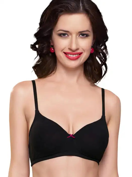 Organic Cotton Antimicrobial Soft Bra Black Non Wired ISB044