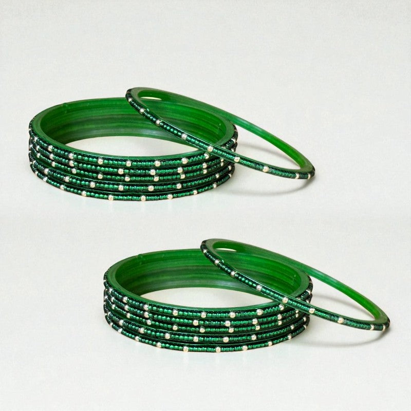 Mera Bharat - Indian Glass Bangles Churiyan Set With Hand Work MB #1