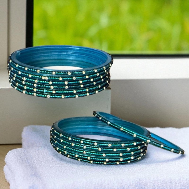 Mera Bharat - Indian Glass Bangles Churiyan Set With Hand Work MB #2