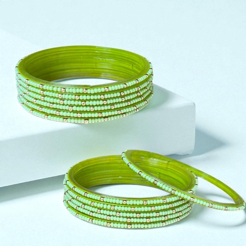 Mera Bharat - Indian Glass Bangles Churiyan Set With Hand Work MB #2