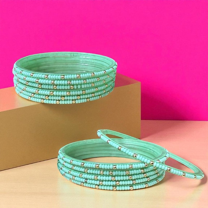 Mera Bharat - Indian Glass Bangles Churiyan Set With Hand Work MB #2