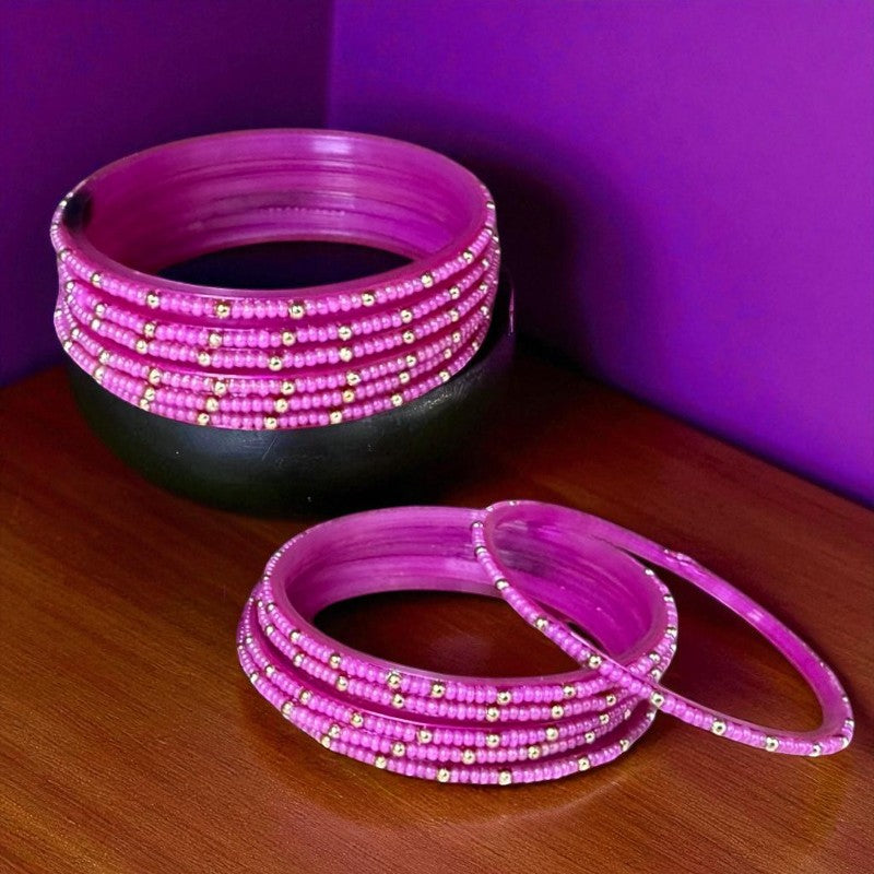 Mera Bharat - Indian Glass Bangles Churiyan Set With Hand Work MB #2