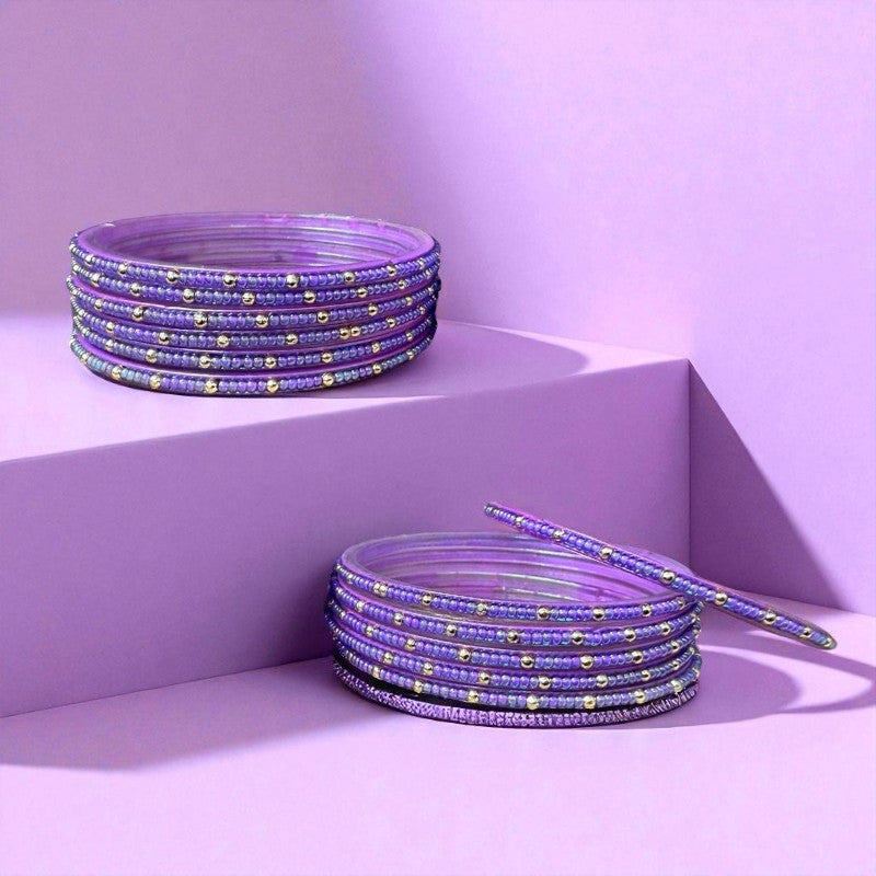 Mera Bharat - Indian Glass Bangles Churiyan Set With Hand Work MB #1