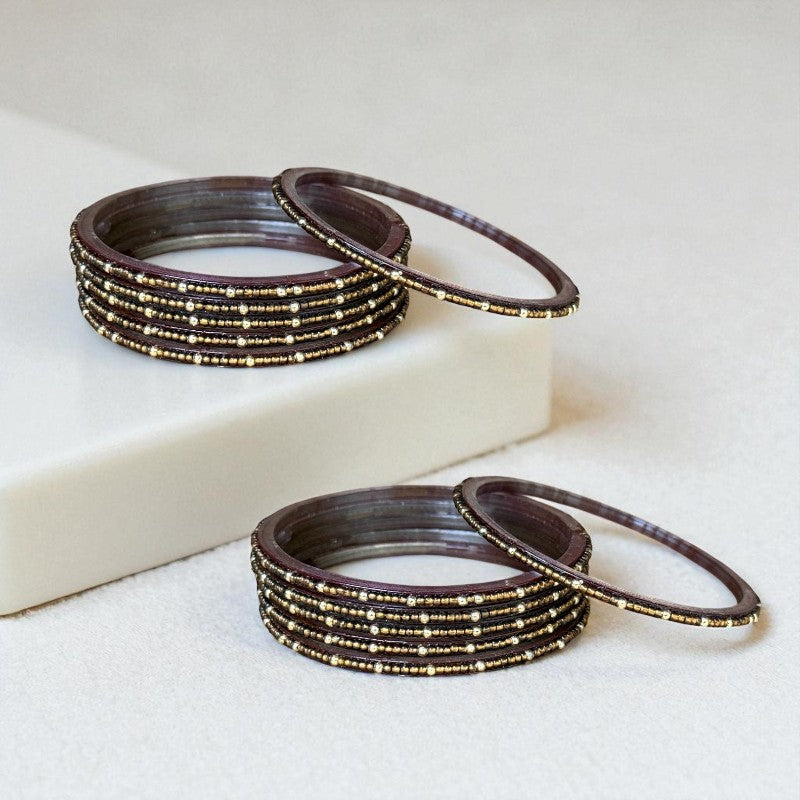 Mera Bharat - Indian Glass Bangles Churiyan Set With Hand Work MB #1