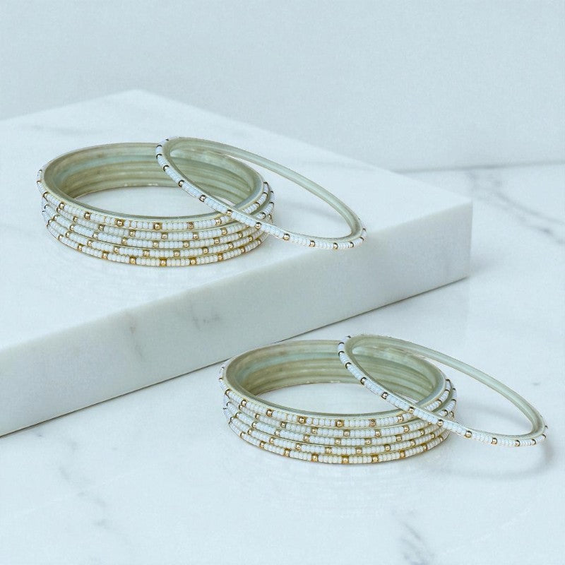 Mera Bharat - Indian Glass Bangles Churiyan Set With Hand Work MB #1