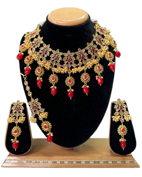 Gold Plated Polki Reverse AD Stones Necklace & Earring Set #RAD42