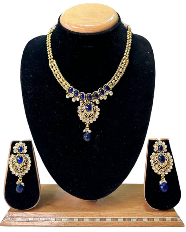 Gold Plated Reverse AD Stones Necklace & Earring Set #RAD49
