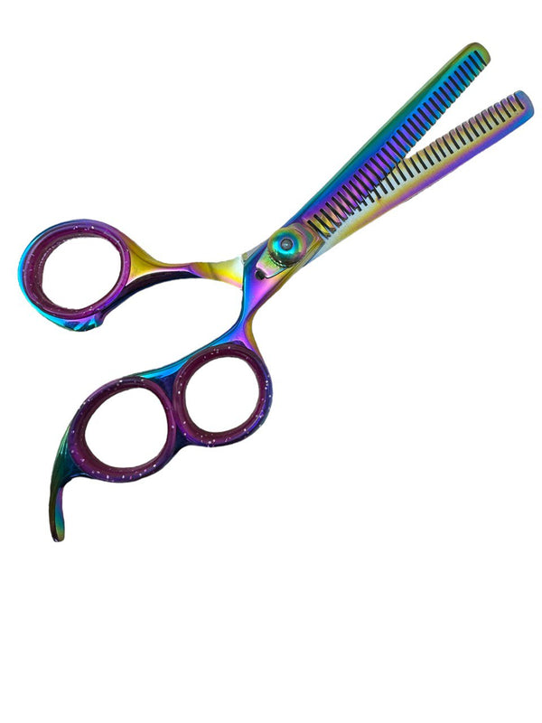 6.5" Rainbow Titanium 3 Ring Hair Thinning Shears Scissor - 1T32B