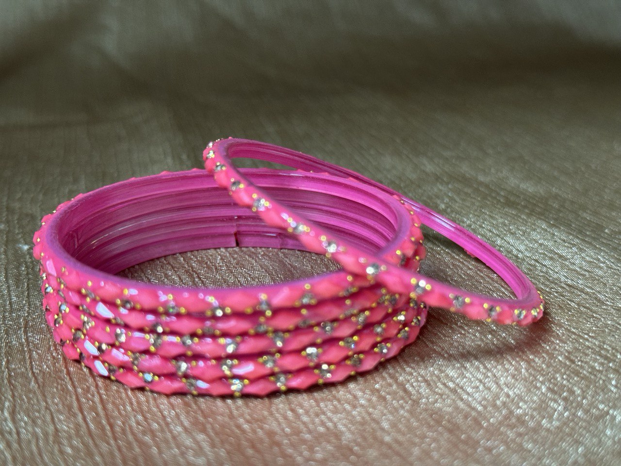 Pink Churiyan Project Indian Glass Bangles Churiyan Set With