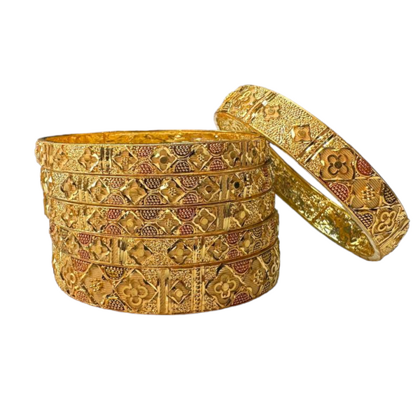 24k 1 Gram Gold Plated Hand Crafted With Meenakari 6pc Bangles Set GB17