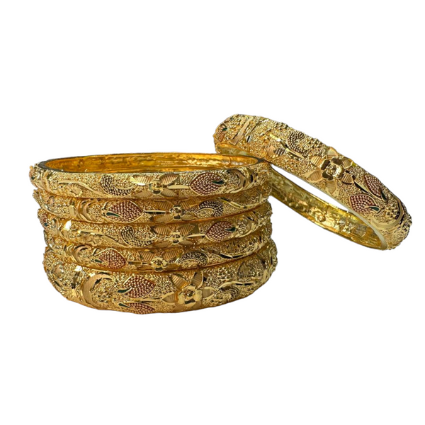 24k 1 Gram Gold Plated Hand Crafted With Meenakari 6pc Bangles Set GB24