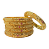 24k 1 Gram Gold Plated Hand Crafted With Ruby 6pc Bangles Set GB27