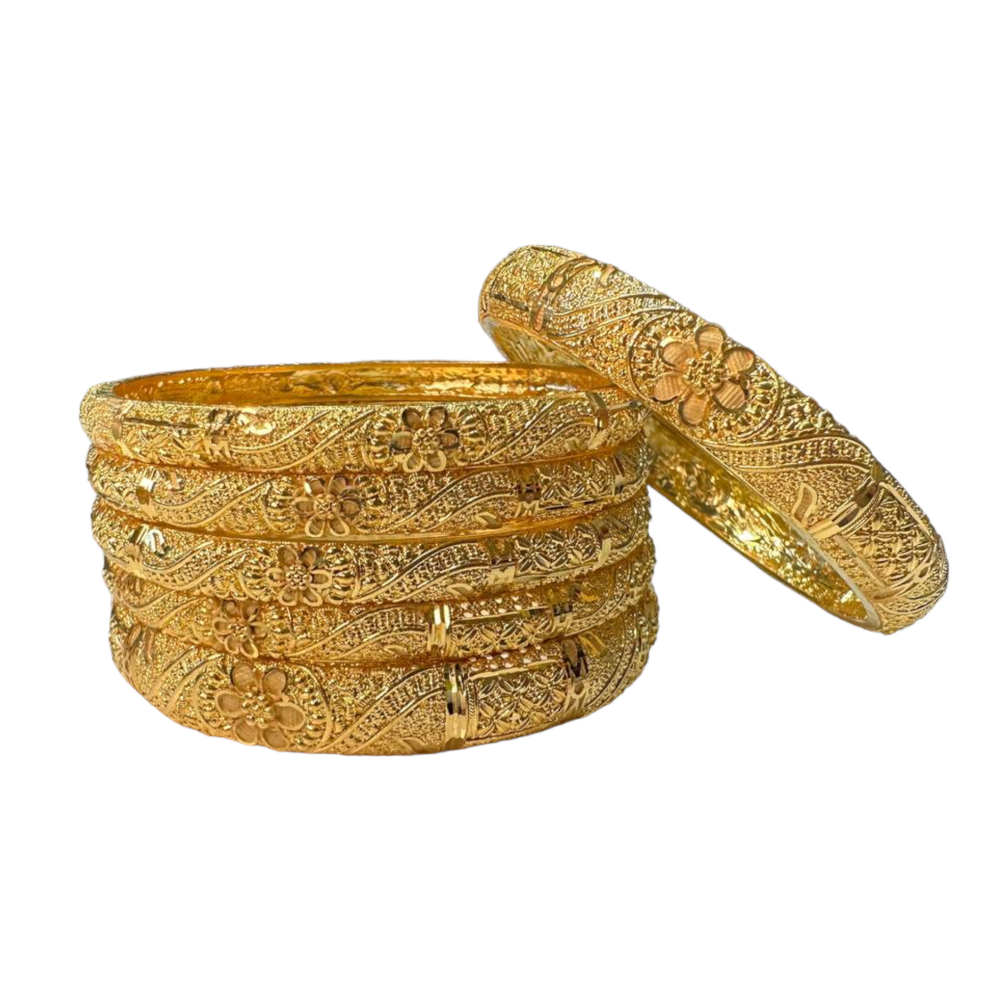 24k 1 Gram Gold Plated Hand Crafted 6pc Bangles Set GB28