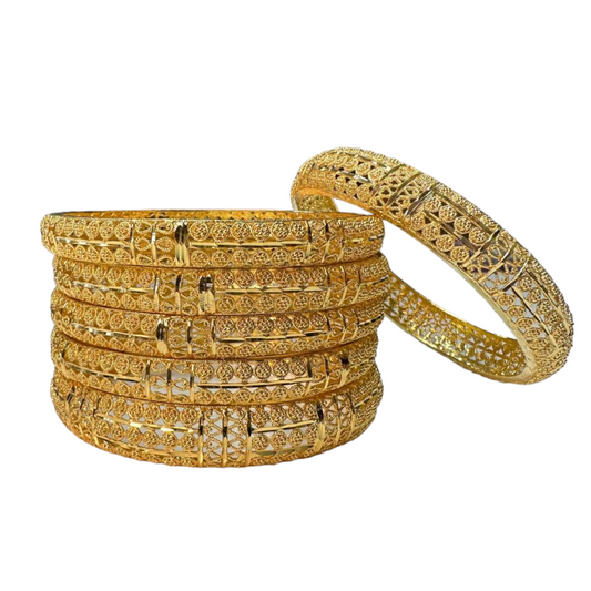 24k 1 Gram Gold Plated Hand Crafted 6pc Bangles Set GB30