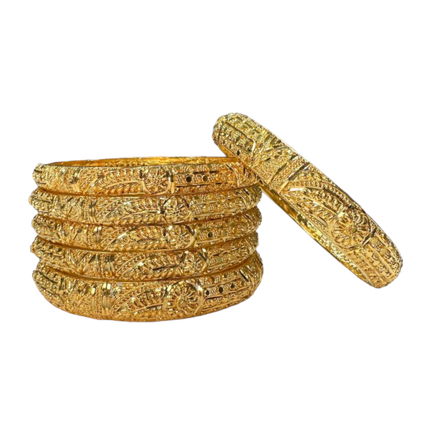 24k 1 Gram Gold Plated Hand Crafted 6pc Bangles Set GB32