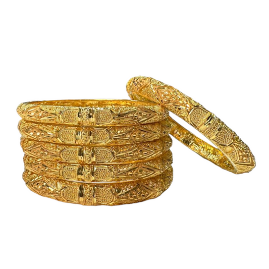24k 1 Gram Gold Plated Hand Crafted 6pc Bangles Set GB34