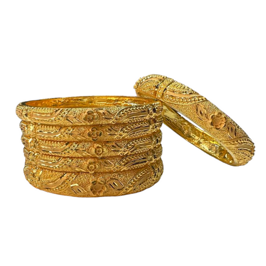 24k 1 Gram Gold Plated Hand Crafted 6pc Bangles Set GB35