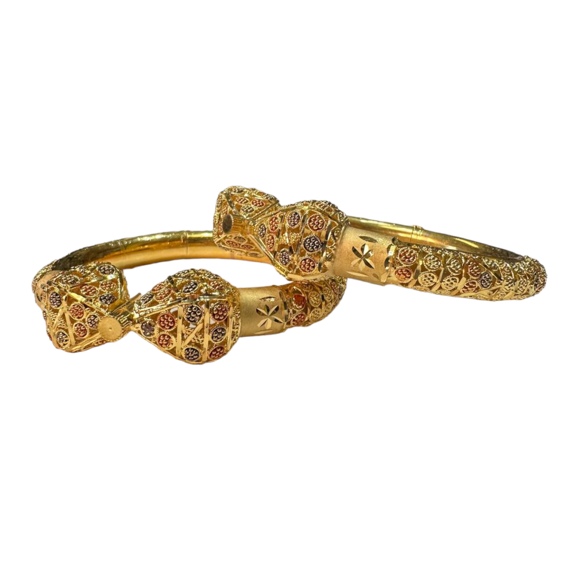 24k 1 Gram Gold Plated Rajasthani Hasli Kadli 2pc Openable Kada Bracelet Set GK5