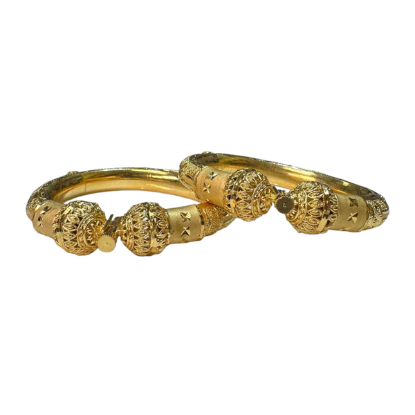 24k 1 Gram Gold Plated Rajasthani Hasli Kadli 2pc Openable Kada Bracelet Set GK6