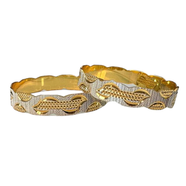 Dubai Style Bangles set - 2pc Gold And Rhodium Plated Two Tone | Gold Bracelet #DS5