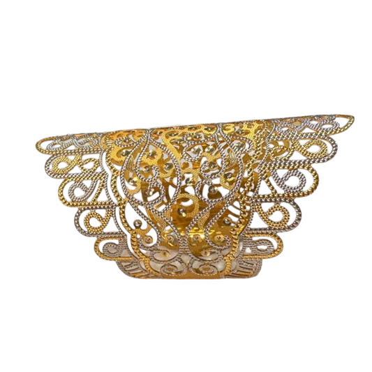 Gold And Rhodium Plated Two Tone Dubai Style Cuff Bracelet #DS27