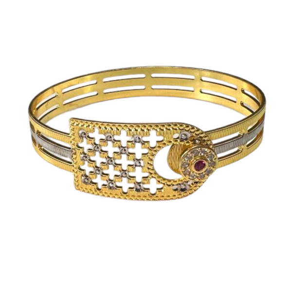 Openable Gold And Rhodium Plated Two Tone Dubai Style Bracelet #DS27