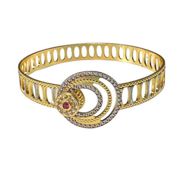 Openable Gold And Rhodium Plated Two Tone Dubai Style Bracelet #DS28